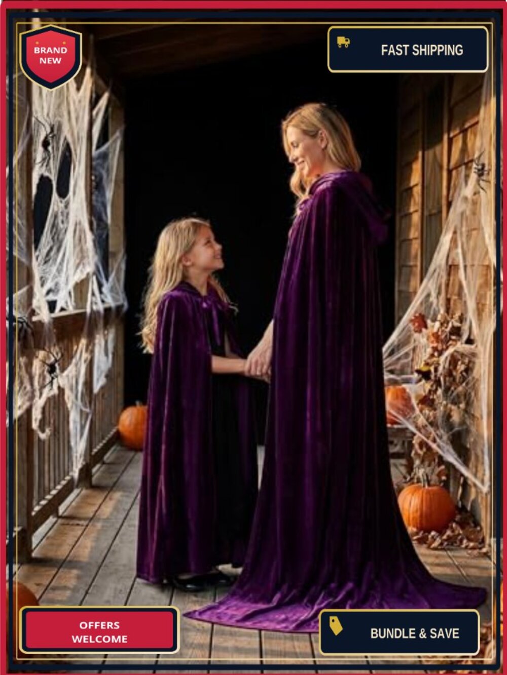 Velvet Hooded Cloak Cape Cosplay Costume Robe Halloween - Picture 5 of 6